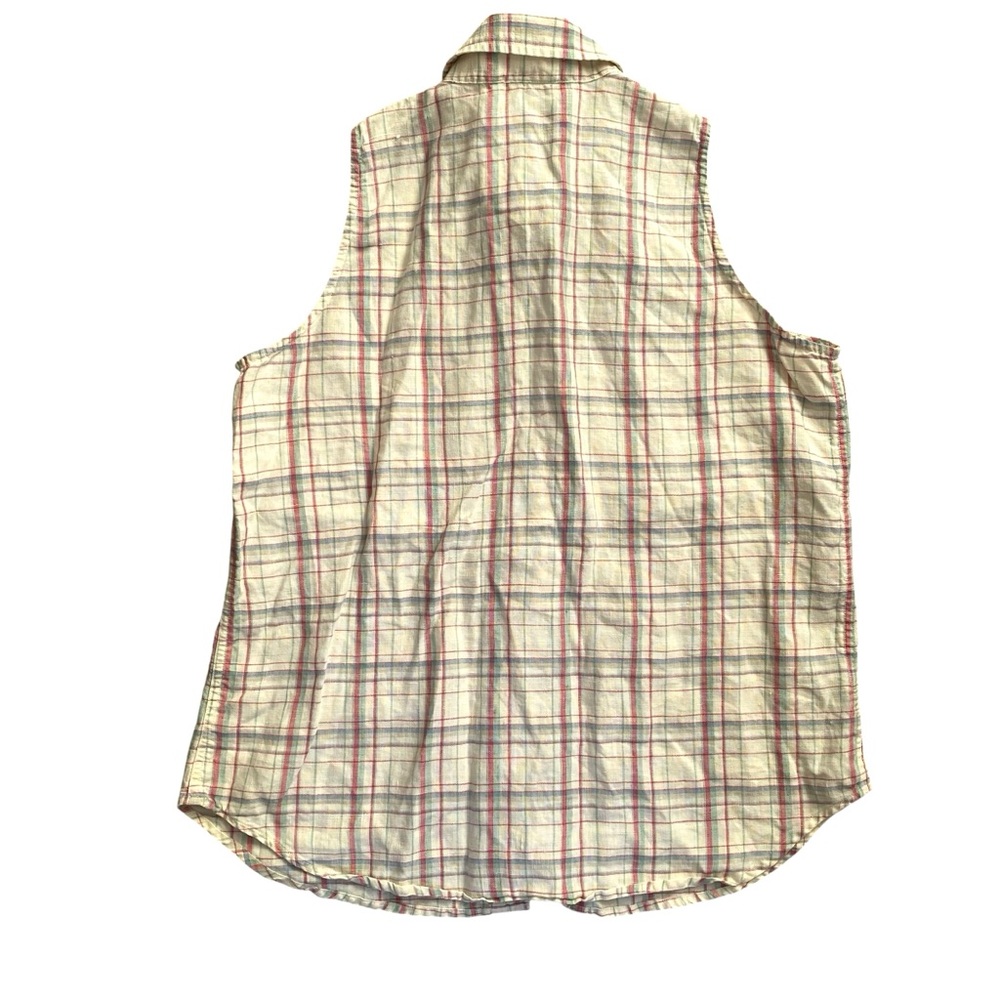 Jones New York Sport VTG Linen Plaid Sleveless Fisherman Blouse Women’s Size 8 - Picture 5 of 9
